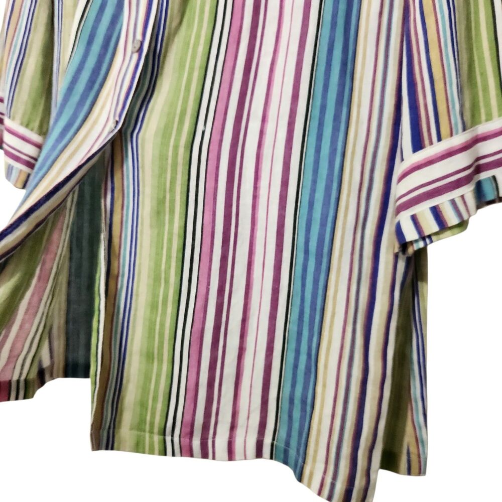 Chicos Linen Dress Size 1 (Small) Striped Pattern Front Buttons - Picture 2 of 12
